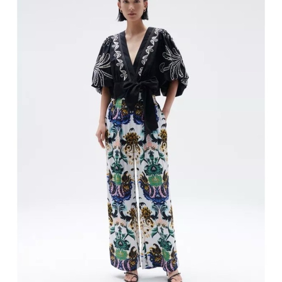 Figue Charlene White Multi Print Pant NEW - Picture 2 of 11